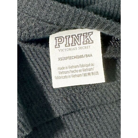 PINK Victoria's Secret Women's Love Pink Thermal Knitted Top Black‎ Size XS - Picture 2 of 10